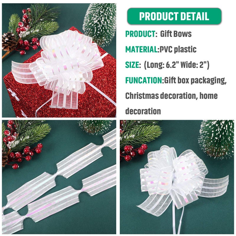 Poen 8 Pieces Large Pull Bow 6 inches Organza Gift Wrapping Ribbon Bow for Wedding Baskets Gift Wrapping and Decoration(Mixed Color) - Image 2